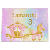Princess Unicorn Gift Bag, Samantha 3rd Birthday  ラージペーパーバッグ (正面)