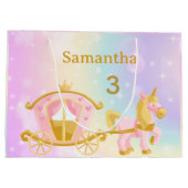 Princess Unicorn Gift Bag, Samantha 3rd Birthday  ラージペーパーバッグ (裏面)