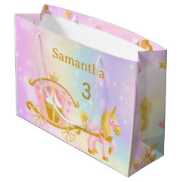 Princess Unicorn Gift Bag, Samantha 3rd Birthday  ラージペーパーバッグ