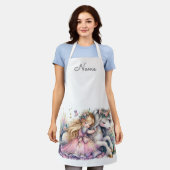 Princess Unicorn Pastel Fairytale Fantasy エプロン (着用した状態)