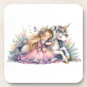 Princess Unicorn Pastel Fairytale Fantasy コースター (正面)