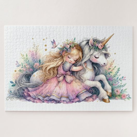 Princess Unicorn Pastel Fairytale Fantasy ジグソーパズル (横)