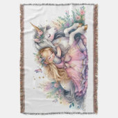 Princess Unicorn Pastel Fairytale Fantasy スローブランケット (正面縦)