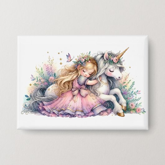 Princess Unicorn Pastel Fairytale Fantasy 缶バッジ (正面)