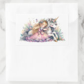 Princess Unicorn Pastel Fairytale Fantasy 長方形シール (バッグ)