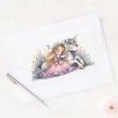 Princess Unicorn Pastel Fairytale Fantasy 長方形シール (封筒)