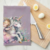 Princess Unicorn Pastel Fairytale Fantasy Lavender キッチンタオル (四つ折り)