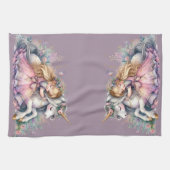 Princess Unicorn Pastel Fairytale Fantasy Lavender キッチンタオル (横)