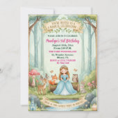 Princess with Forest Animals 3rd Birthday Party 招待状 (正面)