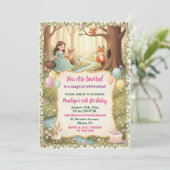 Princess with Forest Animals 5th Birthday Party 招待状 (スタンド正面)