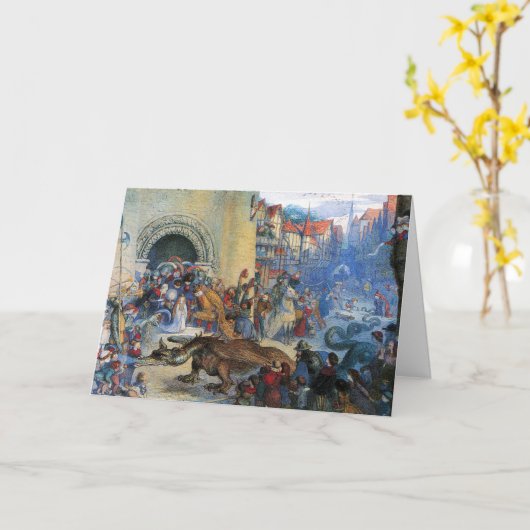 Princess's Birthday Dragon Folded Greeting Card カード (黄色い花)