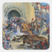 Princess's Birthday Dragon Folded Greeting Card スクエアシール (正面)