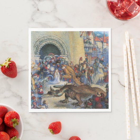 Princess's Birthday Dragon Folded Greeting Card スタンダードランチョンナプキン (インサイチュ)