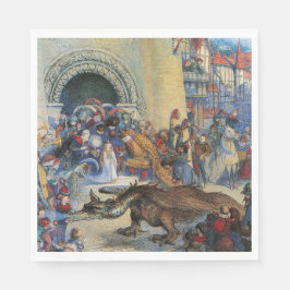 Princess's Birthday Dragon Folded Greeting Card スタンダードランチョンナプキン