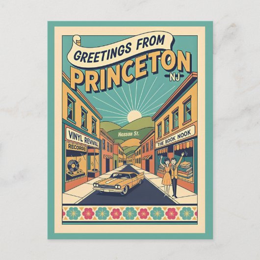Princeton NJ Nassau St Vintage Style ポストカード (正面)
