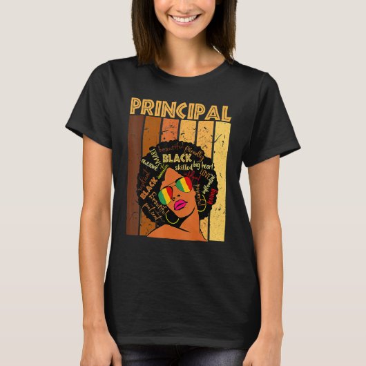 Principal Afro African American Women Black Histor Tシャツ (正面)