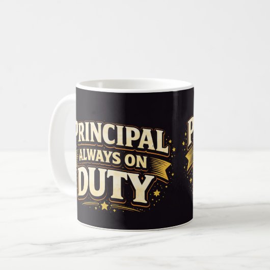 Principal: Always On Duty | Funny Admin Gift コーヒーマグカップ (正面左)