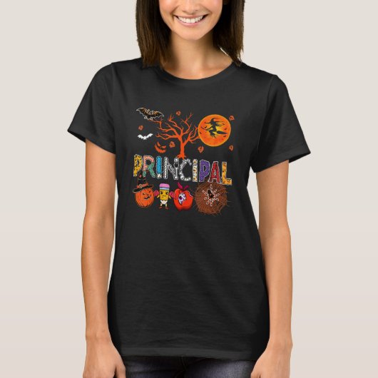 Principal Halloween Zombie Costume Skeleton Scary  Tシャツ (正面)