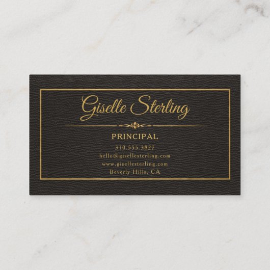 Principal Monogrammed Gold Black Professional 名刺 (裏面)