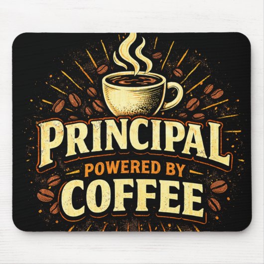 Principal Powered by Coffee | Funny Admin Gift マウスパッド (正面)