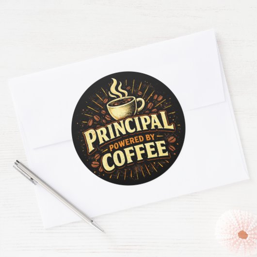 Principal: Powered by Coffee | Funny Admin Gift ラウンドシール (封筒)