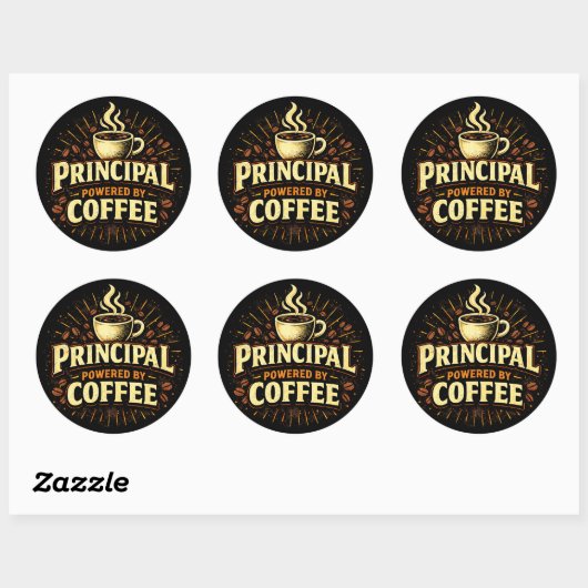 Principal: Powered by Coffee | Funny Admin Gift ラウンドシール (シート)
