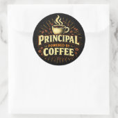 Principal: Powered by Coffee | Funny Admin Gift ラウンドシール (バッグ)