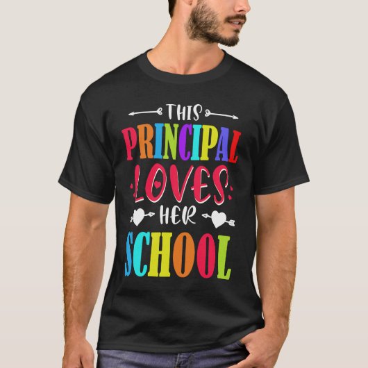 Principal Valentines Day Hearts Loves Her School Tシャツ (正面)