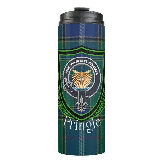Pringle Scottish Clan Tartan and Crest タンブラー (正面)