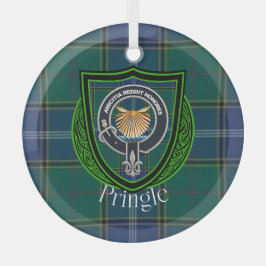 Pringle Scottish Clan Tartan & Crest ガラスオーナメント