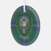 Pringle Scottish Clan Tartan & Crest ガラスオーナメント (正面左)