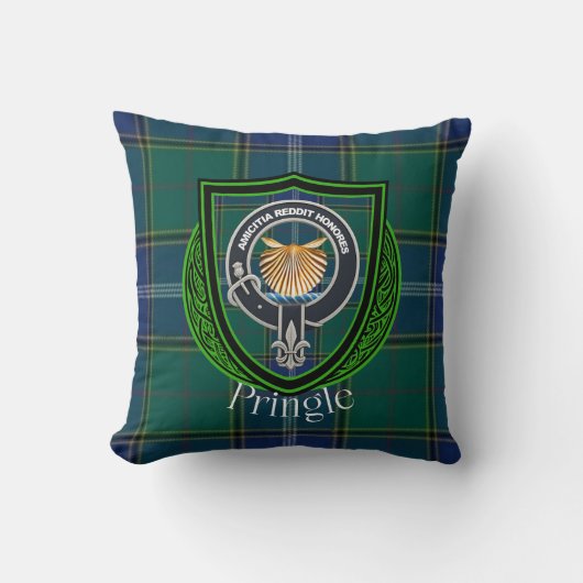 Pringle Scottish Clan Tartan & Crest クッション (正面)