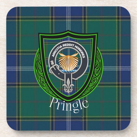 Pringle Scottish Clan Tartan & Crest コースター (正面)