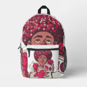 Print Cut Sew Backpack YOUTH Power Afro & Boombox プリントバックパック (正面)
