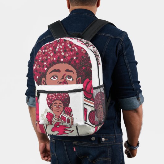 Print Cut Sew Backpack YOUTH Power Afro & Boombox プリントバックパック (インサイチュ (モデル))