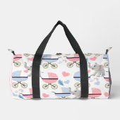 Print Cut Sew Bag Duffel Pink & Blue Elephant ダッフルバッグ (正面)