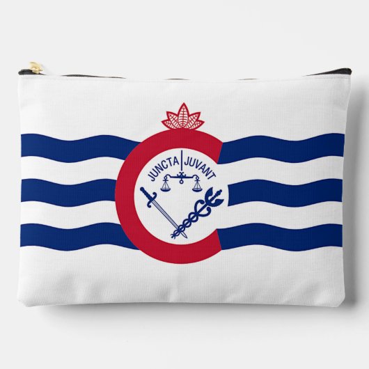 Print Cut Sew Bag with flag of Cincinnati, USA アクセサリーポーチ (正面)
