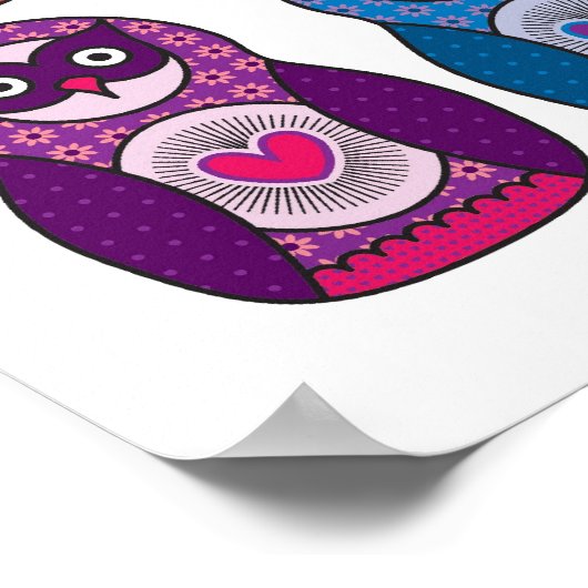 Print - Cute Rainbow Matryoshka Owl ポスター (角)