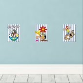 Print Set  Blue & White Stripe Dog  (ウッドフロア)