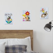 Print Set  Blue & White Stripe Dog  (寝室)