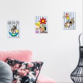 Print Set  Blue & White Stripe Dog  (リビング)