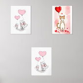 Print Set  Cat Red & Pink Hearts (正面)