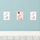 Print Set  Cat Red & Pink Hearts (ウッドフロア)