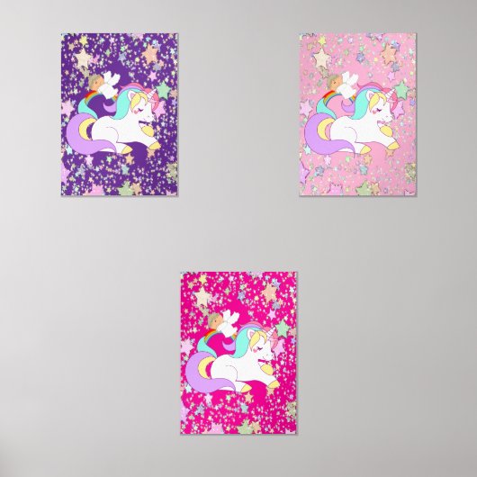 Print Set  Pink & White Stripe Unicorn  (正面)