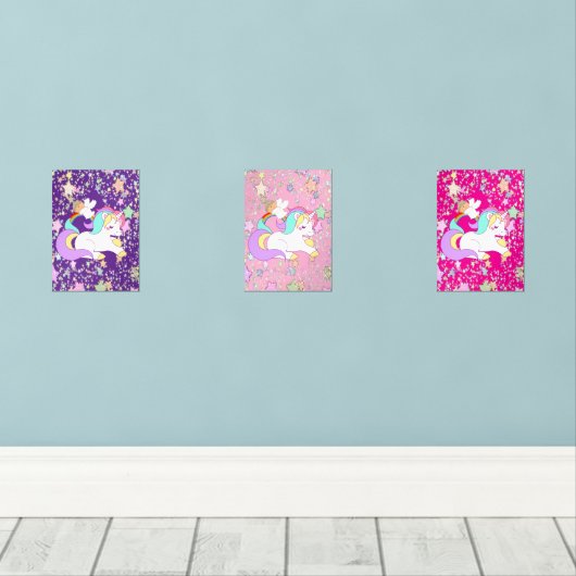 Print Set  Pink & White Stripe Unicorn  (ウッドフロア)