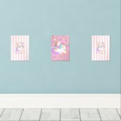 Print Set  Pink & White Stripe Unicorn  (ウッドフロア)