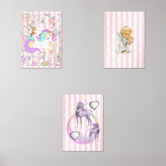 Print Set  Pink & White Stripe Unicorn Angel (正面)
