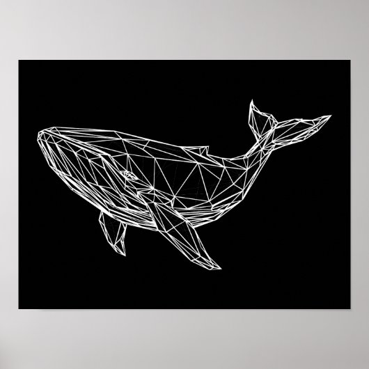 Print, Value Poster Paper Modern Geometric Whale ポスター (正面)