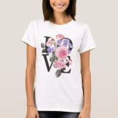 print with the phrase love decorated with flowers tシャツ (正面)