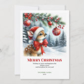 Printable Baby Deer Christmas Scene Watercolor  シーズンカード (正面)